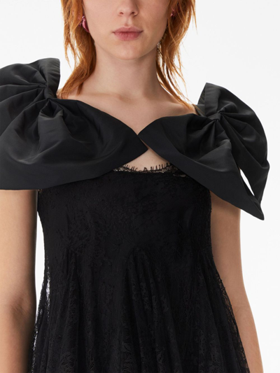 Shop Nina Ricci Floral-lace Bow-detail Minidress In Black