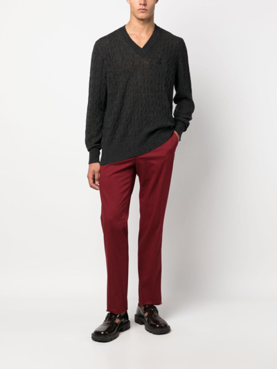 Shop Etro Mid-rise Stretch-cotton Chinos In Red