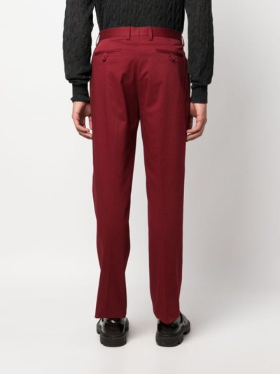 Shop Etro Mid-rise Stretch-cotton Chinos In Red