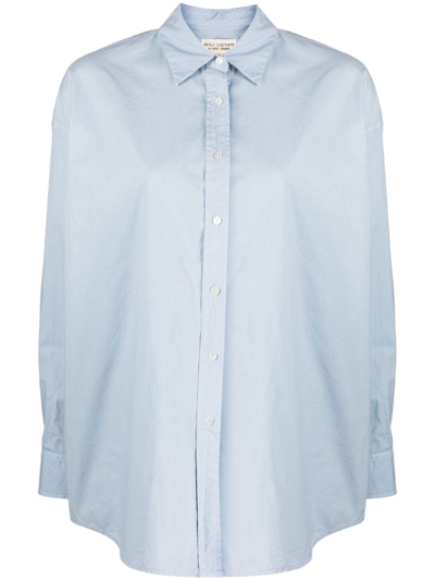 Shop Nili Lotan Long-sleeve Cotton Shirt In Blue