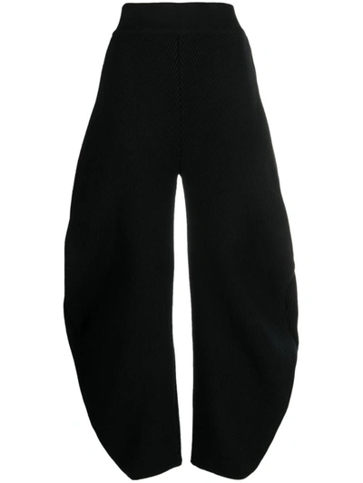 Shop Alaïa Round Wool Blend Trousers In Black