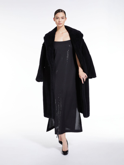Shop Max Mara Long Sequined Dress In Black