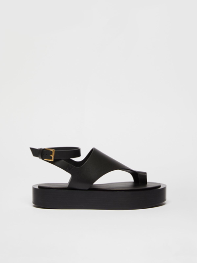 Shop Max Mara Leather Sandals In Black