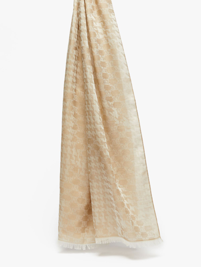 Shop Max Mara Jacquard-knit Wool And Silk Stole In Sand