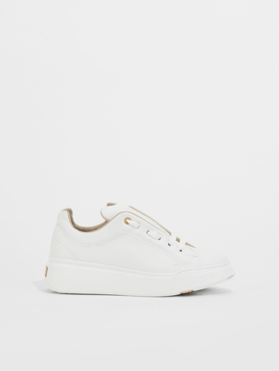 Shop Max Mara Leather Sneakers In Optical White