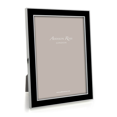 Addison Ross Ltd Black Enamel & Silver Frame In Black