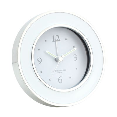 Addison Ross Ltd White & Silver Silent Alarm Clock In White
