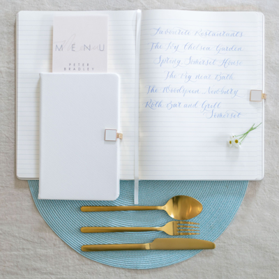 Addison Ross Ltd White & Gold A6 Notebook In White