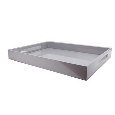 Addison Ross Ltd Chiffon Grey Large Lacquered Ottoman Tray In Grey