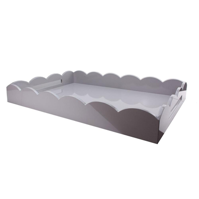 Addison Ross Ltd Chiffon Grey Large Lacquered Scallop Ottoman Tray In Grey