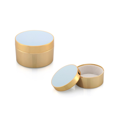Addison Ross Ltd Powder Blue & Gold Trinket Pot In Blue