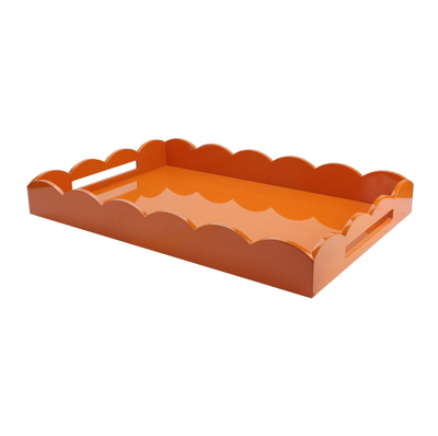 Addison Ross Ltd Orange Large Lacquered Scallop Ottoman Tray In Orange