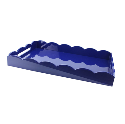 Shop Addison Ross Ltd Navy Large Lacquered Scallop Ottoman Tray