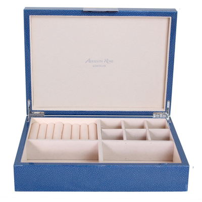 Shop Addison Ross Ltd Large Blue Shagreen Jewellery Box With Silver