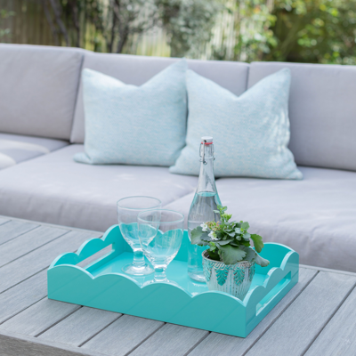 Addison Ross Ltd Turquoise Medium Lacquered Scallop Serving Tray