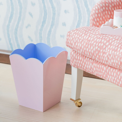 Addison Ross Ltd Uk Scalloped Lacquer Bin – Pink & Blue In Blue