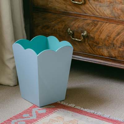 Shop Addison Ross Ltd Uk Scalloped Lacquer Bin – Eau De Nil & Turquoise