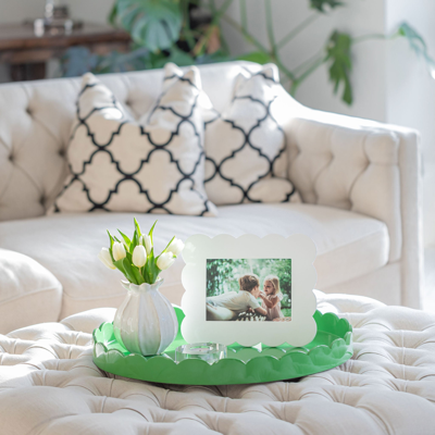 Addison Ross Ltd White Scalloped Lacquer Photo Frame