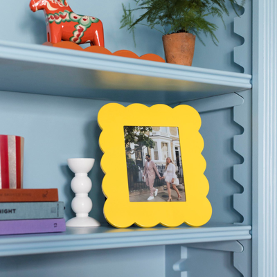 Addison Ross Ltd Yellow Scalloped Lacquer Photo Frame In Yellow