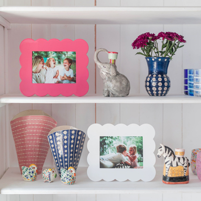 Addison Ross Ltd Pink Scalloped Lacquer Photo Frame In Pink