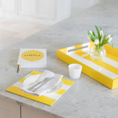 Shop Addison Ross Ltd Uk Yellow & White Lacquer Placemats – Set Of 4