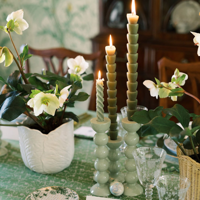 Addison Ross Trade Uk Medium Sage Bobbin Candlestick - 14cm
