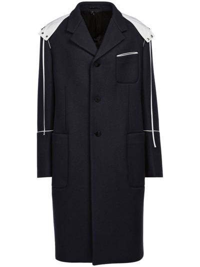 Ferragamo Single-breasted Hooded Coat In Blau