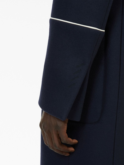 Ferragamo Single-breasted Hooded Coat In Blau