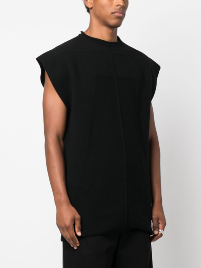 Shop Rick Owens Cap-sleeves Knitted Top In Schwarz