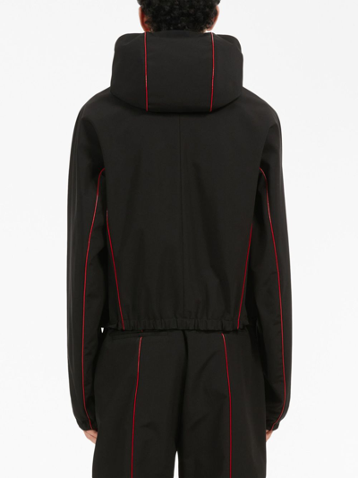 Shop Ferragamo Contrast-piping Drawstring Lightweight Jacket In Schwarz
