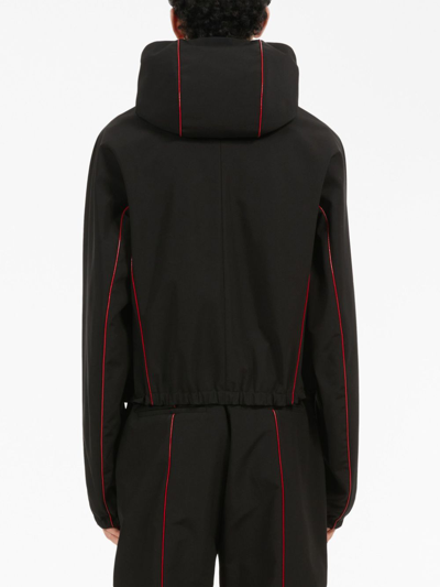 Ferragamo Contrast-piping Drawstring Lightweight Jacket In Schwarz