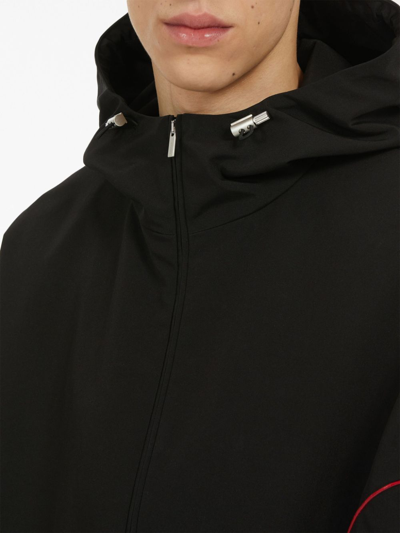 Ferragamo Contrast-piping Drawstring Lightweight Jacket In Schwarz