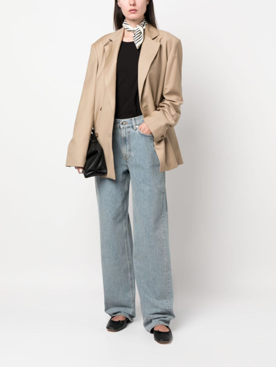 Loulou Studio Light-wash Wide-leg Jeans In Blau
