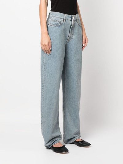 Loulou Studio Light-wash Wide-leg Jeans In Blau