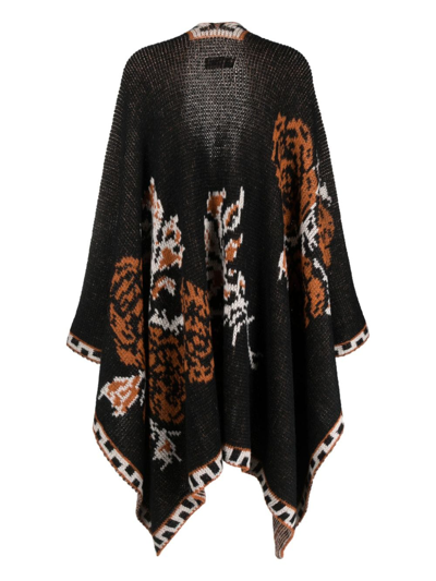 Shop Barbara Bologna Patterned-intarsia Open-front Cape In Schwarz
