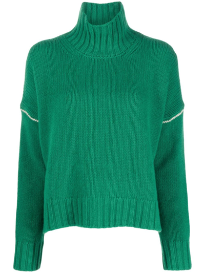 Shop Woolrich Contrasting-stitch Knitted Jumper In Grün