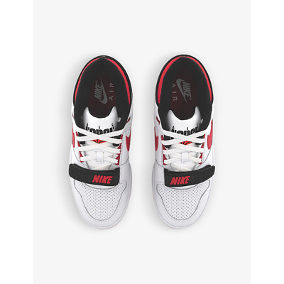 Shop Nike Men's White University Red Bla X Billie Eilish Aaf88 Logo-embroidered Leather Low-top Trainers