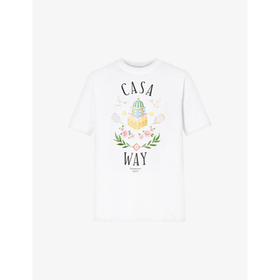 Shop Casablanca Mens Casa Way Casa Way Graphic-print Organic-cotton T-shirt
