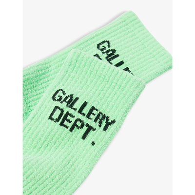 Shop Gallery Dept. Gallery Dept Men's Flo Green Clean Brand-logo Stretch-woven Ankle Socks