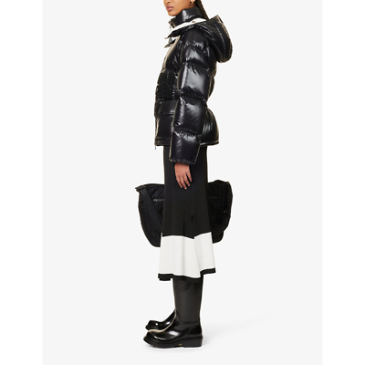Shop Moncler Abbaye Funnel-neck Quilted Shell-down Coat In Black