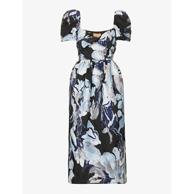 Shop Stine Goya Women's Icy Flower Everleigh Abstract-pattern Recycled-polyester Blend Midi Dress