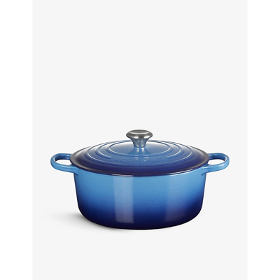 Le Creuset Signature Round Cast-iron Casserole Dish In Azure Blue