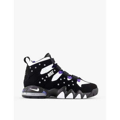 Shop Nike Men's Black White Pure Purple Air Max 2 Cb 96s Swoosh-logo Leather And Canvas High-top Trainers