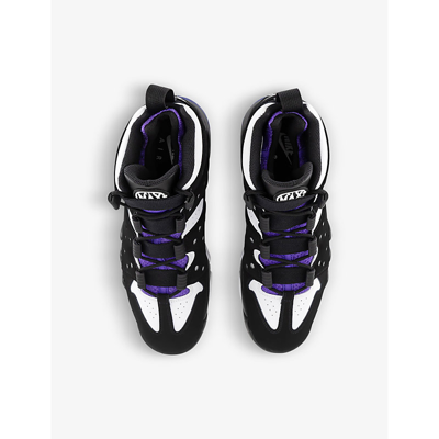Shop Nike Men's Black White Pure Purple Air Max 2 Cb 96s Swoosh-logo Leather And Canvas High-top Trainers