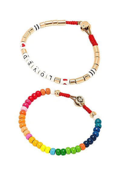 Shop Roxanne Assoulin Loved Rainbow Duo Bracelet In Living Color
