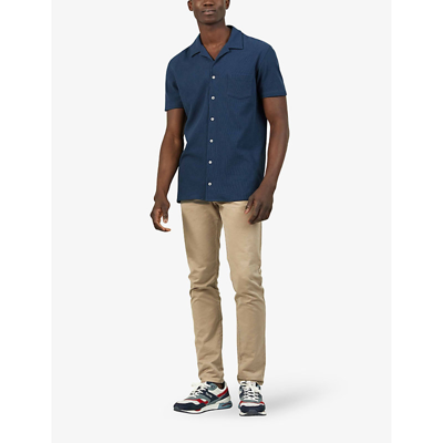 Shop Balibaris Men's Embruns Harlem Patch-pocket Straight-cut Organic-cotton Shirt In Blue