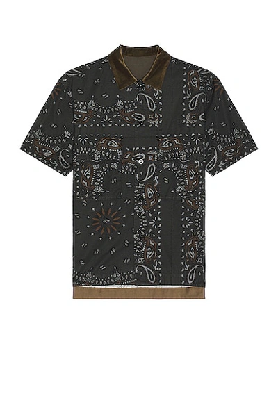 Shop Sacai Bandana Print Shirt In Grey