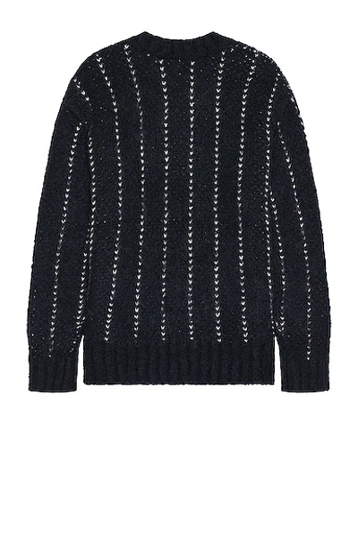 Shop Sacai Jacquard Knit Sweater In Navy