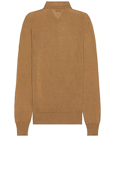 Shop Tom Ford Piquet Long Sleeve Polo In Camel