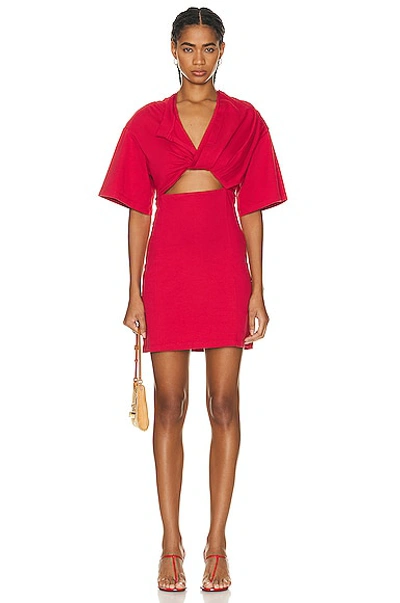 Shop Jacquemus La Robe T-shirt Bahia Dress In Red 1